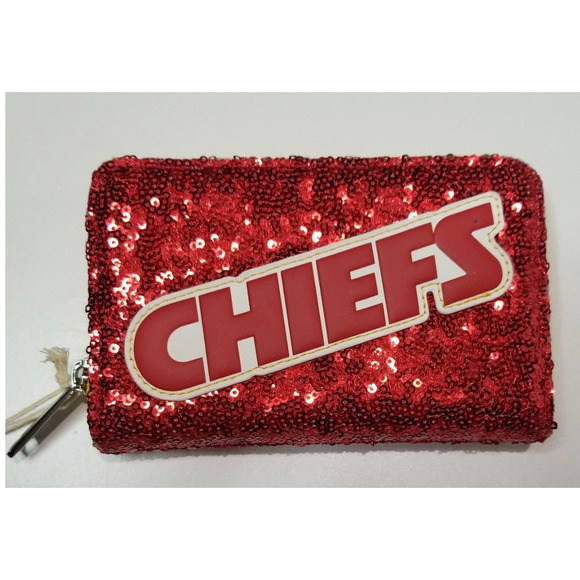 Loungefly NFL Kansas City Chiefs Sequin Collection Zip Around Wallet NWT - Picture 1 of 6